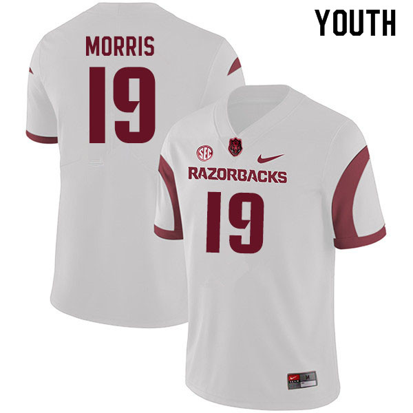 Youth #19 Tyson Morris Arkansas Razorbacks College Football Jerseys Sale-White